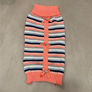 Dog Striped Coral & Navy Knit sweater size large